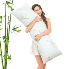 Body Pillow for Adults, Memory Foam Long Pillow for Side Sleeper, Fluffy Green