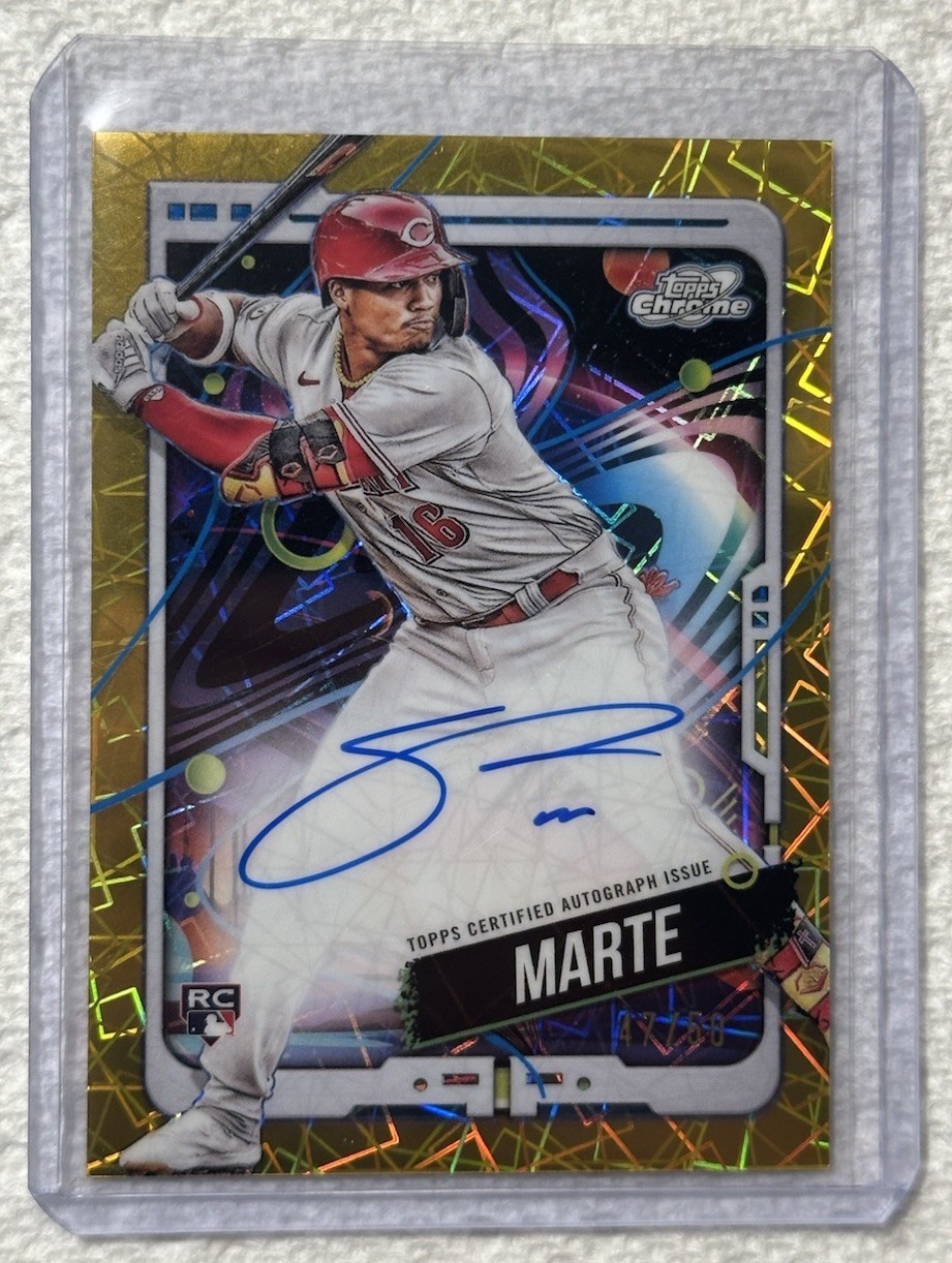 2024 Topps Chrome Cosmic Noelvi Marte Rookie Auto Gold /50 Cincinnati Reds RC