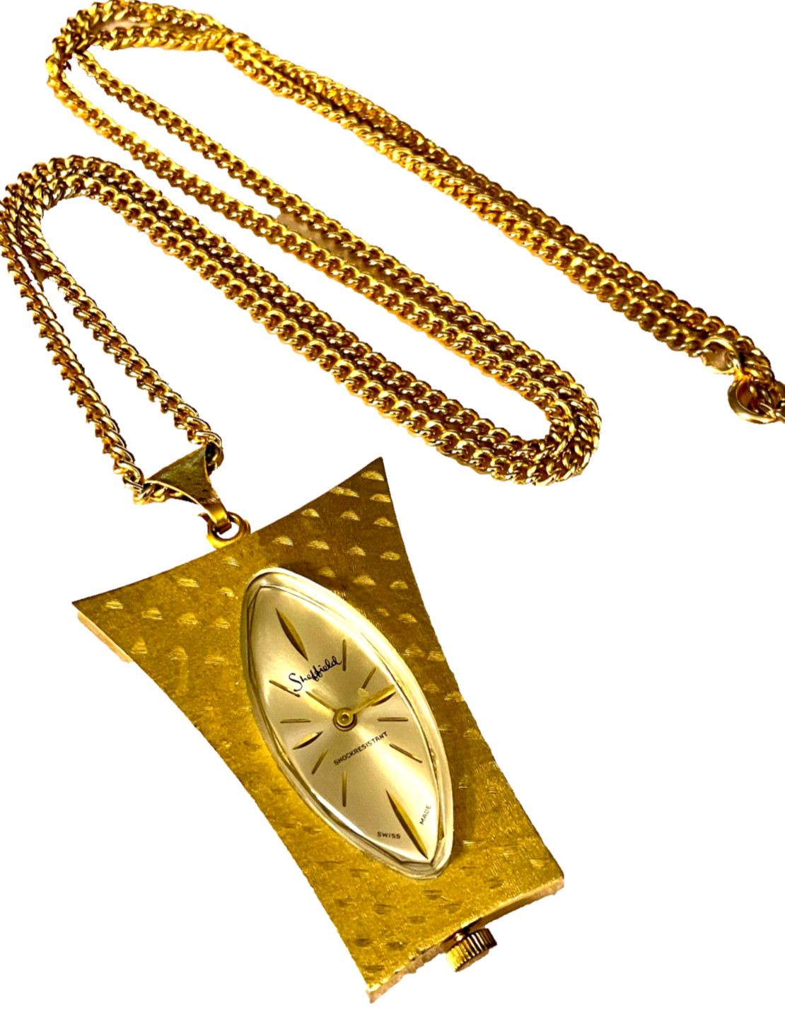 RETRO gold tone VINTAGE SHEFFIELD Necklace Watch, Pocketwatch 1960's