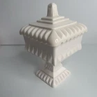 Vintage Pink Milk Glass Square Compote Footed Pedestal Wedding Box Candy & Lid