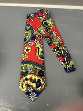 Vintage 1960s Mod Floral Necktie Psychedelic Hippie Groovy Funky Bright Colors