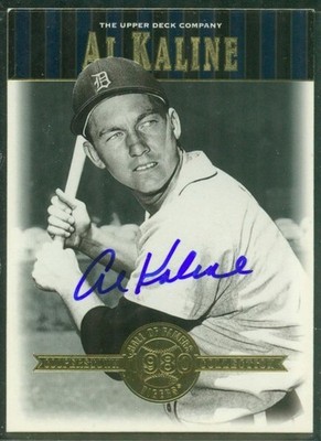 114, Original Autograph, Al Kaline HOF, 2001 UD, Hall of Famers, #42, Tigers