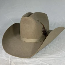 Vintage Resistol Western Cowboy Hat 4X Tan w/ Band & Feather XXXX Size 7