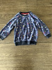 Petit Bateau Fleece Pullover Sweater 24M 2 Years Navy Star Print
