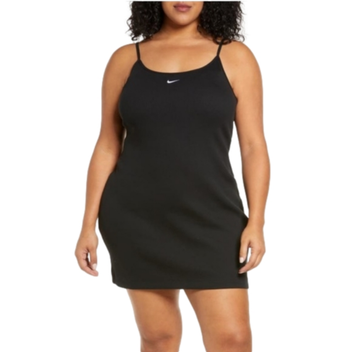 Nike Ribbed Bodycon Mini Dress Black Sleeveless Tank Dress