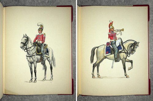 BENIGNI PIERRE, D’APRES. LES TROMPETTES DE CUIRASSIERS (1815-1830) 13 AQUARELLES - Picture 7 of 12