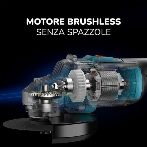 SMERIGLIATRICE ANGOLARE FRULLINO 11 DISCHI 100MM 4AH BRUSHELSS DOPPIA BATTERIA - Foto 3 di 8