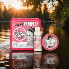 Soap  Glory Happy Pamper Gift Set Original Pink- Rose  Bergamot Brand NEW seal