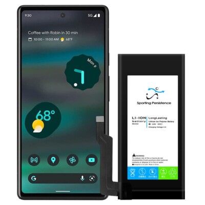 Sporting Persistence 4500mAh Rechargeable Battery fits Google Pixel 6a Phone
