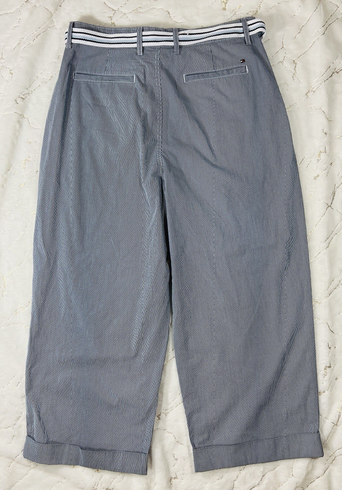 Tommy Hilfiger Pants Womens Size 10 Blue Striped Casual Flat Front Chino Ladies image 3