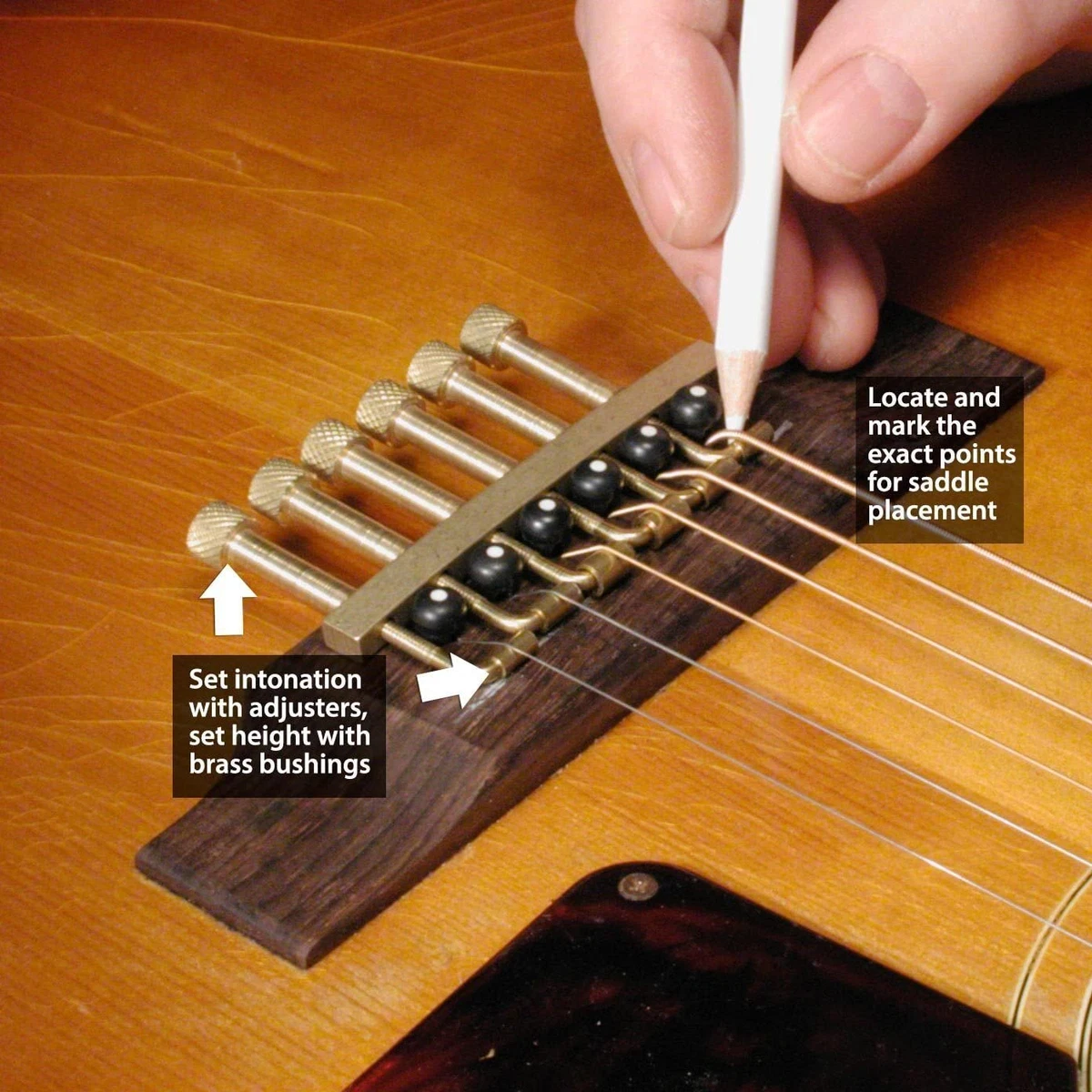 The StewMac Intonator Flattop Guitar Bridge Saddle Placement Tool