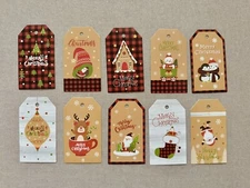 10pcs(1 pc each design) Merry Christmas Gift Tags Cardstock Paper Card Gift Tag