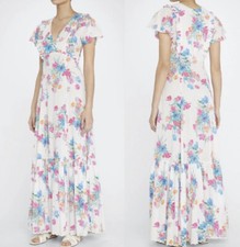 NWT LoveShackFancy Vinnie Women's White Floral Pleated Maxi Dress Size 12