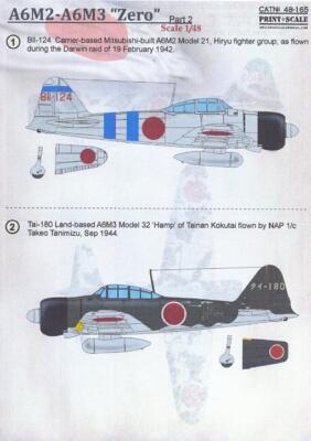 Print Scale Decals 1/48 NAKAJIMA A6M2 & A6M3 ZERO Japanese Fighter Part 2