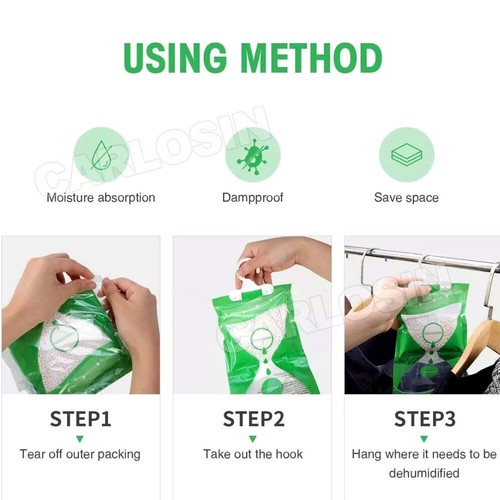 Dehumidifier Bag Moisture Absorber Hanging Wardrobe Drying Anti-mold Agent NEW - Picture 5 of 12