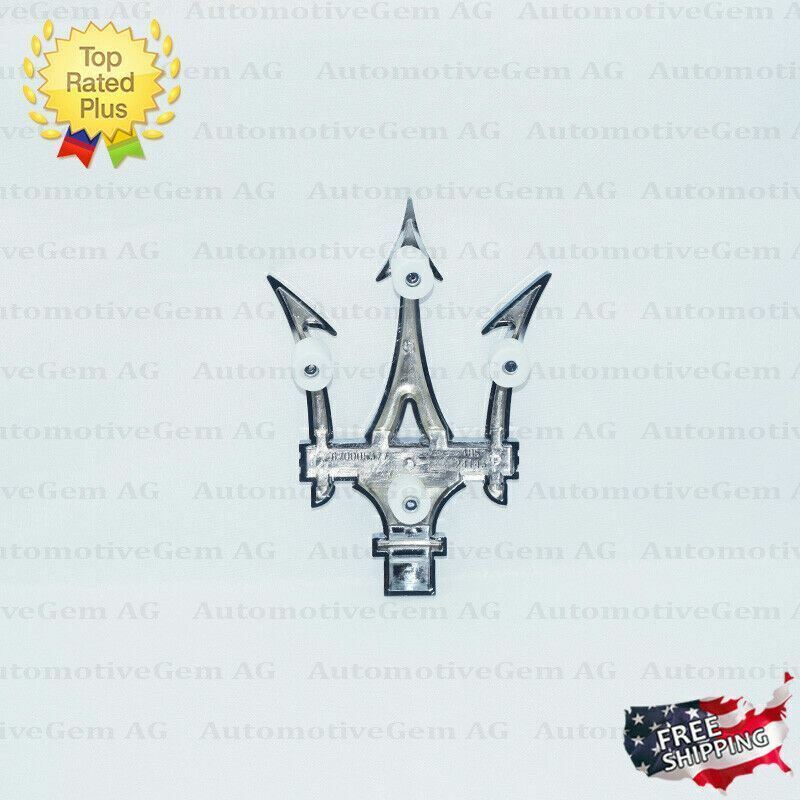 Maserati Front Grille Emblem Chrome Trident Logo Badge Radiator