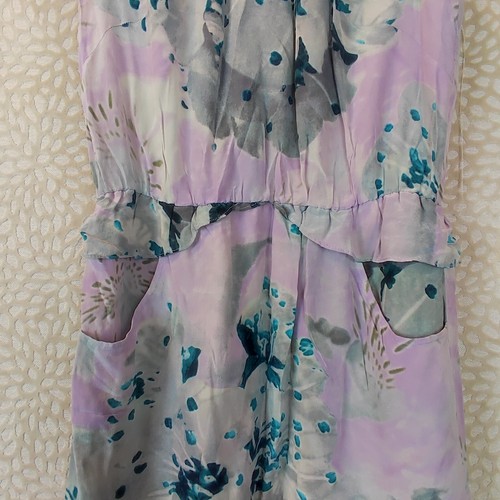 Belle by Oasis Womens Dress 100% Silk Slight Peplum Pockets Size UK 10 Floral - Picture 4 of 15