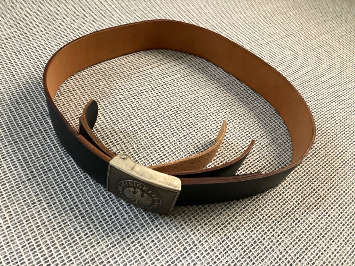1990 100% XL Grenade Leather Belt 90s Thick Black Leather Work Belt Heavy Duty Wide Cowhide  main image 4