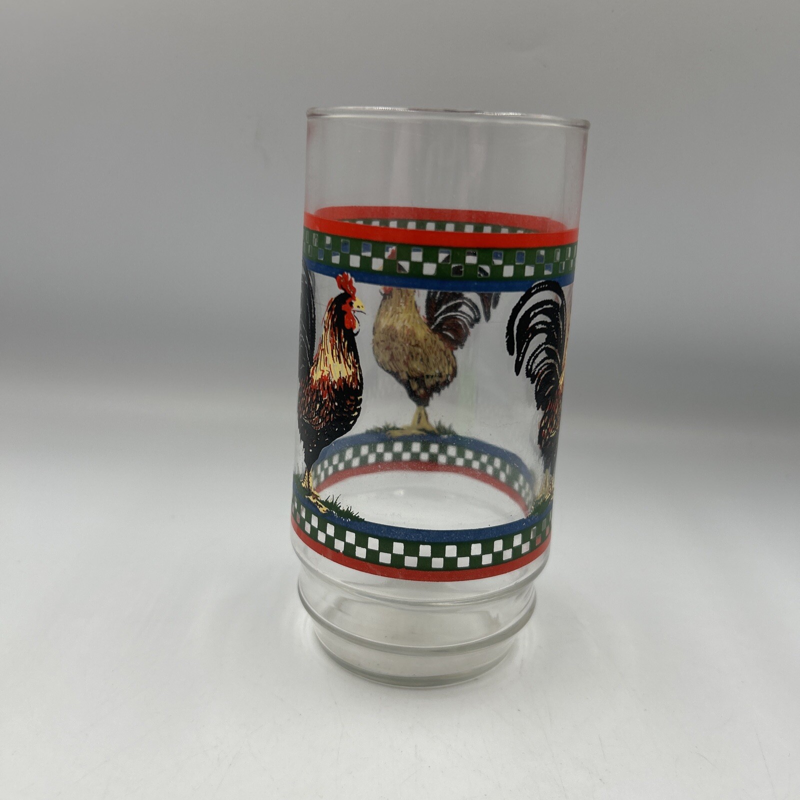 International Tableworks Clear Glass Tumbler Ella's Rooster Pattern