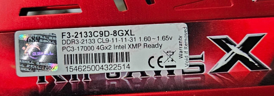 16GB Kit of (4x 4GB) G.SKILL RipjawsX RAM F3-2133C9D-8GXL PC3-17000 DDR3 2133 - Image 3 of 3
