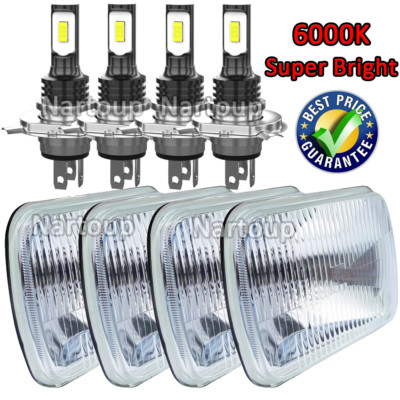 4X LED Headlights For Freightliner FLD120 FLD112 4''x6'' Light Hi/Lo Sealed Beam