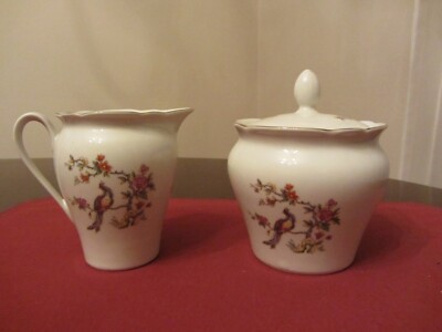 Vintage KAHLA German Democratic Republic BIRDS OF PARADISE Cream and Sugar SET 