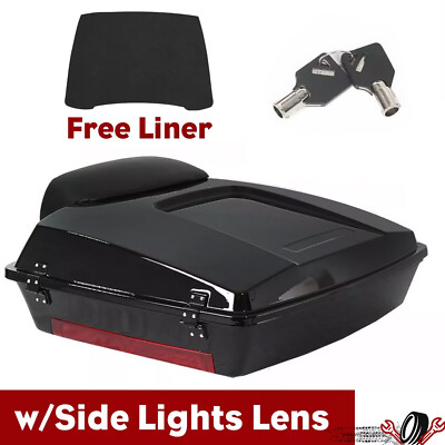 Black Razor Trunk Pack w/Backrest For Harley Touring Street Road Glide 1997-2013