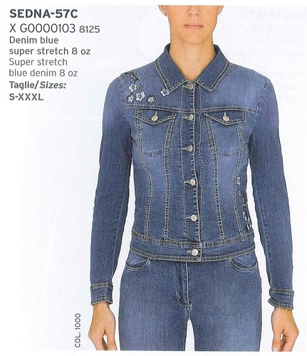 GIUBBETTO DONNA RAGAZZA DENIM JEANS LEGGERO RICAMO FIORI TASCHE CORONA ART. SEDNA | eBay