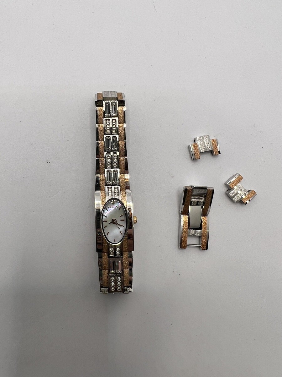 Ladies Elgin Watch Dress Mother of Pearl, White & Rose Gold Baguette Crystals Ladies Elgin Watch Dress White & Rose Gold Baguette Crystals  main image 3