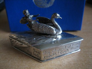SILVER SCENES FAIRY & SWAN TRINKET BOX WITH BOX
