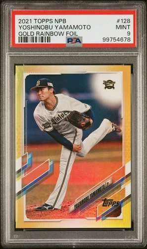 2021 Topps Nippon NPB Yoshinobu Yamamoto Rookie Gold Foil PSA 9 RC #128 Dodgers