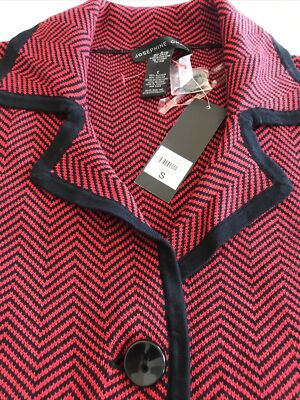 NWT New JOSEPHINE CHAUS Knit blazer jacket SMAL red black chevron collar button