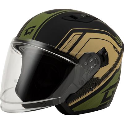 GMax OF-87 Open Face Duke Helmet - Matte Black/Green - 3XL O1287229