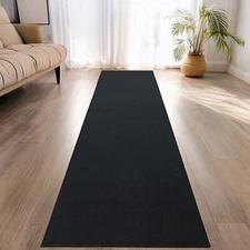 Custom Size Anti-Slip Washable Low Profile Black Runner Rug
