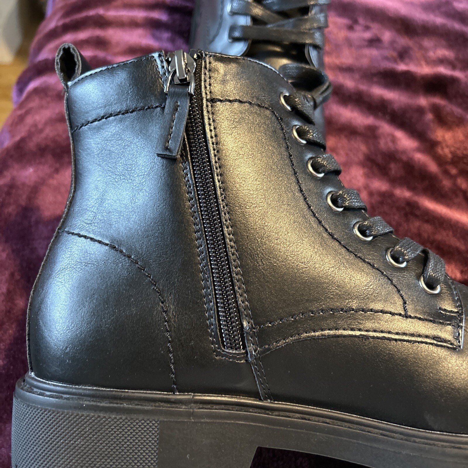 mens river island Black Boots Size 9 New Without Tags Laces And Zip. eBay