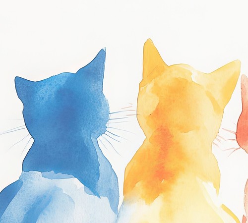 Vibrant Colorful Cat Watercolor, Painting Print 5"x7" on Matte Paper - Picture 5 of 7