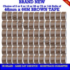 2, 6, 12, 36, 72 ROLLS OF 48mm X 66M BROWN CARTON SEALING STRONG ADHESIVE TAPE