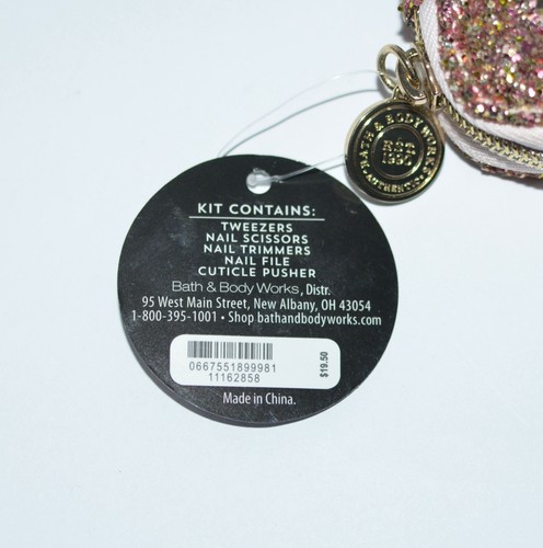 BATH & BODY WORKS GOLD GLITTER BEAUTY BAG TOOL TRAVEL KIT NAIL CLIPPER TWEEZERS - Picture 9 of 9