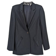 Soft Surroundings long sleeve one button Slanted pockets black blazer size S
