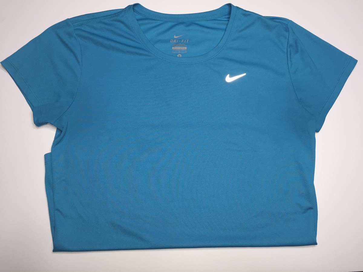 Nike Dri Fit Aqua Blue S/S Athletic Base Layer T Shirt Women's Sz