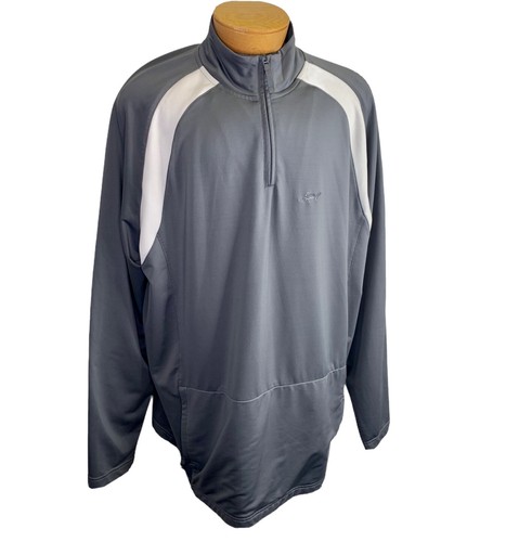 Greg Norman Shark Golf Pullover 1/4 Zip XXL 2XL Gray White Pockets Long Sleeve - Picture 4 of 8