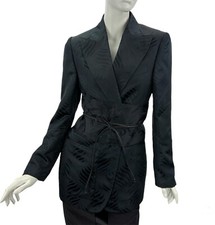 New Tom Ford For Gucci F/w 2002 Black Silk Kimono Jacket With Obi Belt It. 44