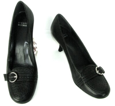 Stuart Weitzman Pumps Absätze 7 CM Leder Glatt Schwarz 40 Neu