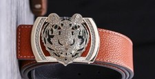 Gorgeous Tiger Face Men's Fashion Belt Buckles In 925 Solid Silver  Round CZ