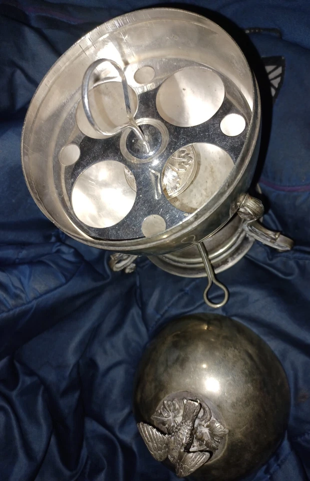 Очень декоративный викторианский посеребренный яйцо пёсик или котелок - Изображение 2 из 4