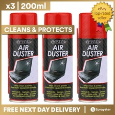 3 x Compressed Air Duster Spray Can Cleans & Protects Laptops Keyboards... 200ml