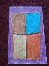 Minimalism Geometric Crayon Drawing Signed Dated On 5x8 Paper