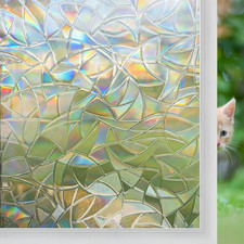 3D Rainbow Non-Adhesive Window Film Privacy Sticker 17.7 x 78.7 inches