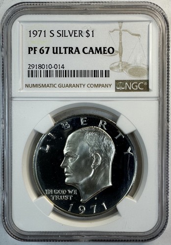 1971 S EISENHOWER SILVER DOLLAR NGC PF67 ULTRA CAMEO! SO STUNNING! WOW NR #47865