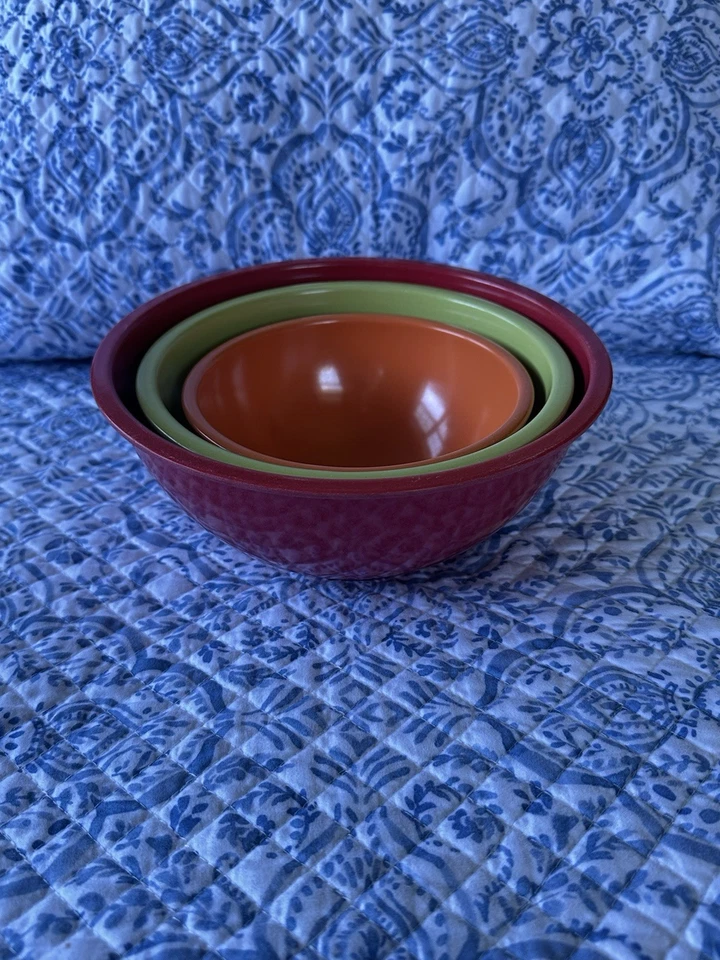 Lote de 3 cuencos anidadores de melamina Norpro rojo verde naranja  Foto 3 de 4